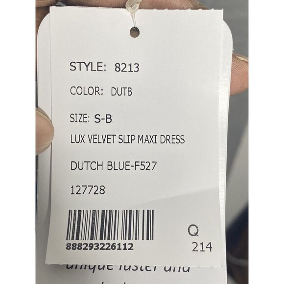 Social Bridesmaid Asymmetrical One-shoulder Velvet Maxi Slip Dress Dutch Blue S - Picture 8 of 11